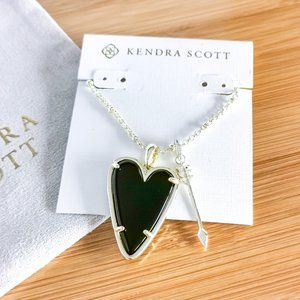 Black Obsidian Ansley Heart Long Necklace in Gold
